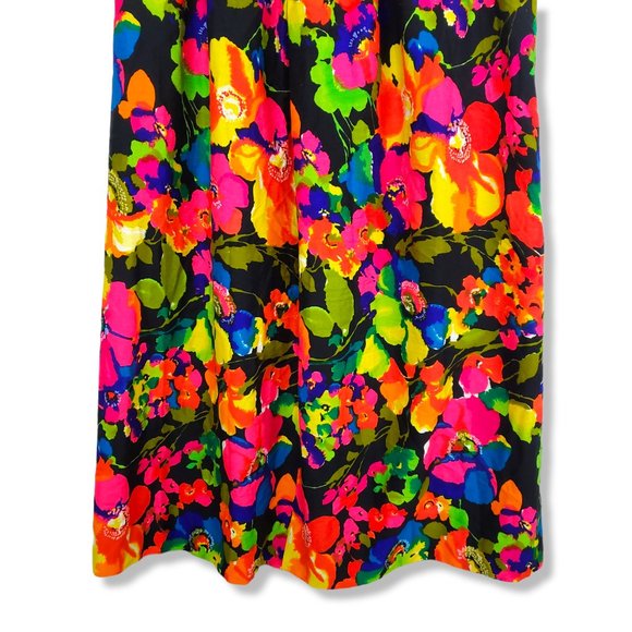 Vintage 60's/70's Vibrant Multicolored Floral Print A-line Maxi Skirt Large - Picture 7 of 8